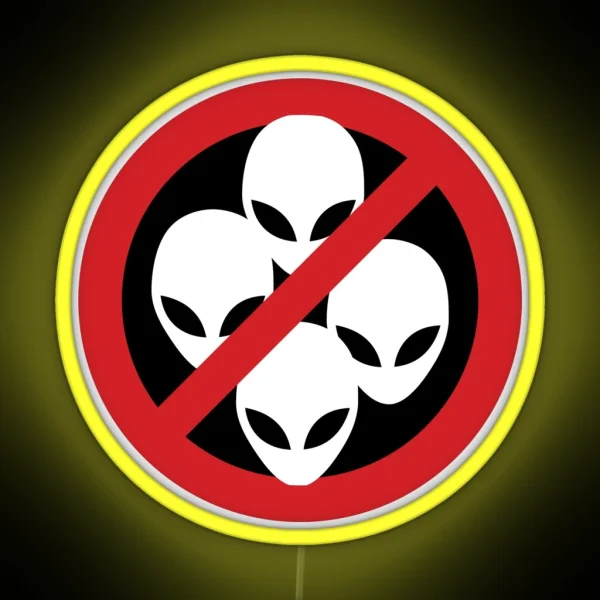 No Aliens White Sign RGB Neon Sign
