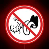 Amusing home decor with humorous 'No Bag Lickers' prohibited sign.