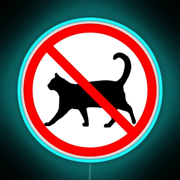 No Cats Allowed Red Circle With Slash Simple Prohibition Sign RGB Neon Sign