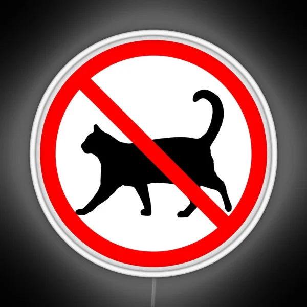 No Cats Allowed Red Circle With Slash Simple Prohibition Sign RGB Neon Sign