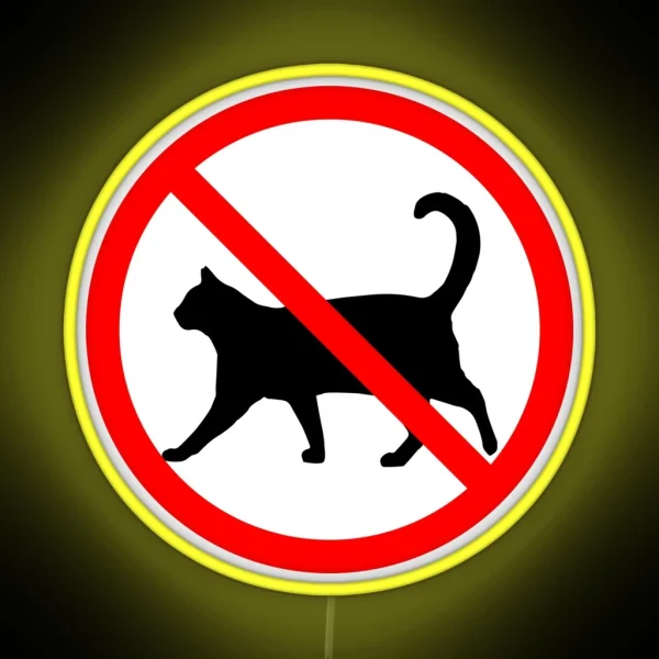 No Cats Allowed Red Circle With Slash Simple Prohibition Sign RGB Neon Sign