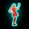 Gwen Stefani's iconic band name in vibrant, color-changing neon letters