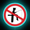 RGB Neon Sign Prohibits Fishing Activity With Bright Colorful Letters
