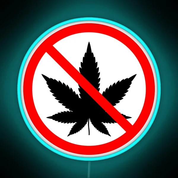 No Marijuana Allowed Red Circle With Slash Simple RGB Neon Sign