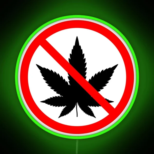 No Marijuana Allowed Red Circle With Slash Simple RGB Neon Sign