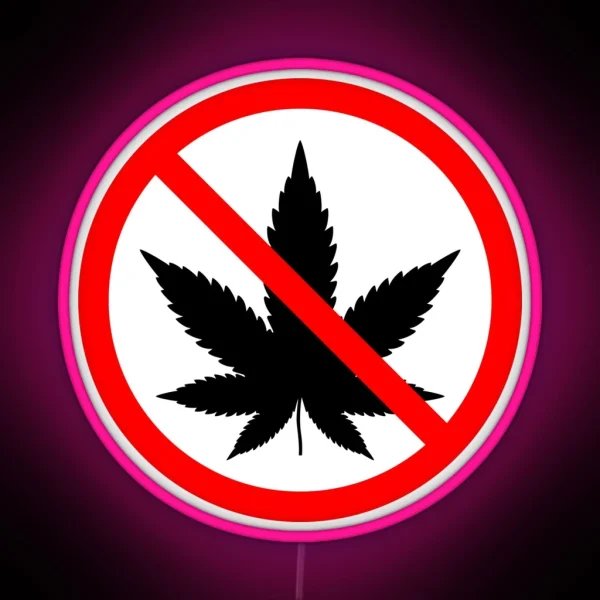 No Marijuana Allowed Red Circle With Slash Simple RGB Neon Sign