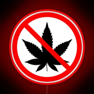 No Marijuana Allowed Red Circle With Slash Simple Prohibition Sign RGB Neon Sign