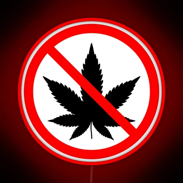 No Marijuana Allowed Red Circle With Slash Simple RGB Neon Sign