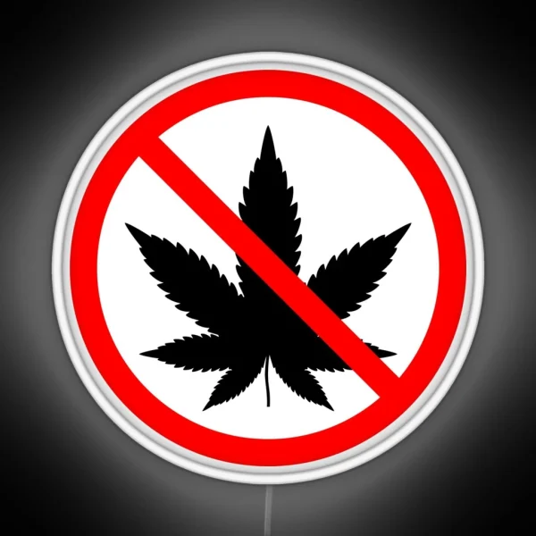 No Marijuana Allowed Red Circle With Slash Simple RGB Neon Sign