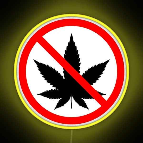 No Marijuana Allowed Red Circle With Slash Simple RGB Neon Sign