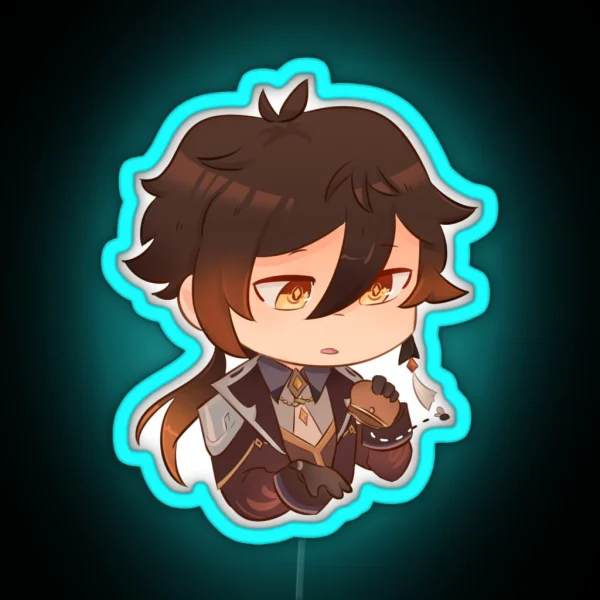 No Mora Zhongli Chibi RGB Neon Sign