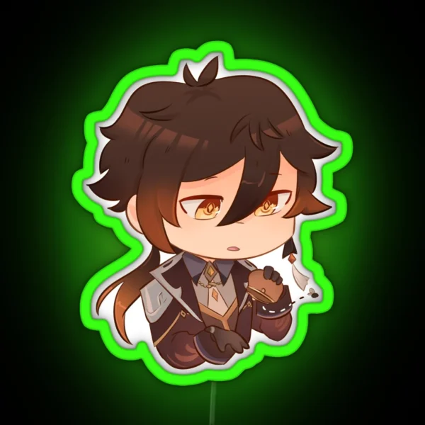 No Mora Zhongli Chibi RGB Neon Sign