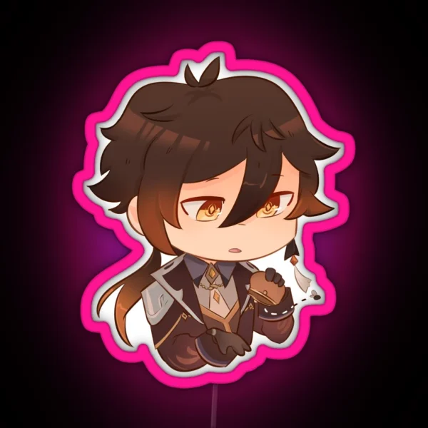 No Mora Zhongli Chibi RGB Neon Sign