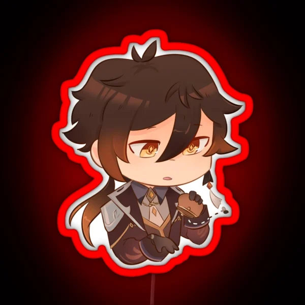 No Mora Zhongli Chibi RGB Neon Sign