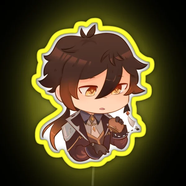 No Mora Zhongli Chibi RGB Neon Sign