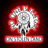 Activist Statement Wall Sign Featuring 'No One Is Illegal' in Neon
