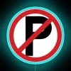 No parking prohibited zone warning symbol illuminated RGB neon sign