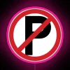 No Parking Prohibition Symbol Sign in Vibrant Multicolor Neon RGB Display