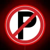 No Parking Prohibited Warning Symbol in Bright Neon RGB Color