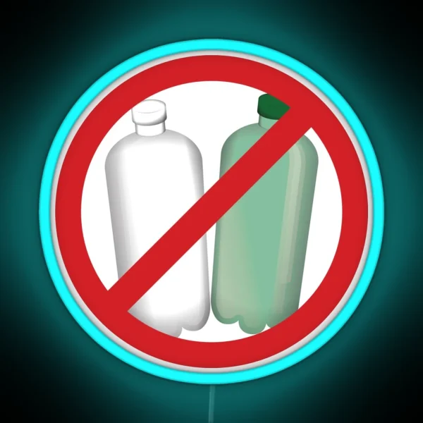 No Plastic Bottle Sign RGB Neon Sign