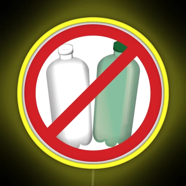 No Plastic Bottle Sign RGB Neon Sign