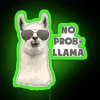 Add vibrant llama charm with colorful No Problem neon lighting