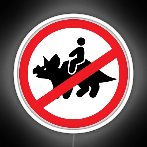 No Riding Triceratops RGB Neon Sign