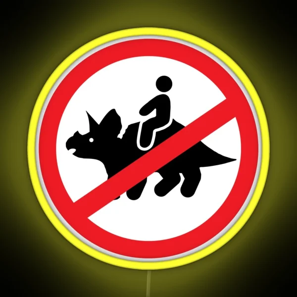 No Riding Triceratops RGB Neon Sign
