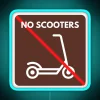 No scooters allowed" vibrant neon sign for public spaces display.