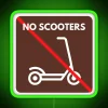 Fun office decor prohibition sign with colorful NO SCOOTERS ALLOWED text