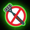 Neon 'No Shavers Razors' Warning Sign for Humorous Barbershop Decorations