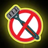 Neon Barber Shop Sign with Humorous Anti-Shaving Policy Message Design