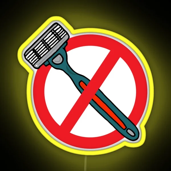 No Shaver Razors Allowed Funny Barber Sign RGB Neon Sign