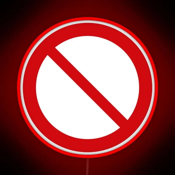 NO Symbol DO NOT Icon Prohibition Sign Red On Black RGB Neon Sign