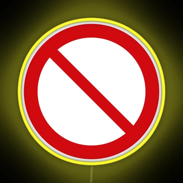 NO Symbol DO NOT Icon Prohibition Sign Red On White RGB Neon Sign