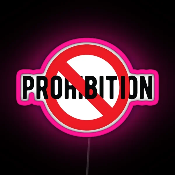 NO Symbol Prohibit Prohibition Sign Prohibited Cool Funny Motorcycle Helmet Or College Humor RGB Neon Sign