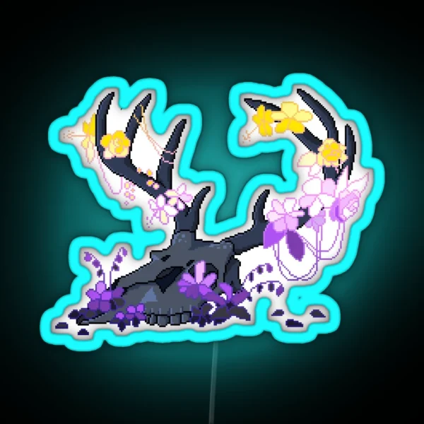 Non Binary Deer Pride Skull Requested RGB Neon Sign