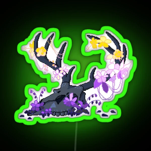 Non Binary Deer Pride Skull Requested RGB Neon Sign