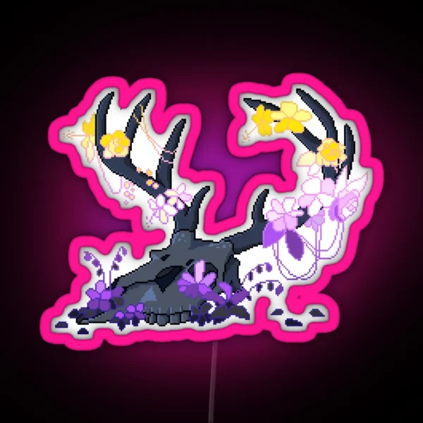 Non Binary Deer Pride Skull Requested RGB Neon Sign