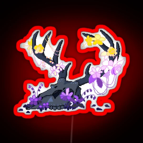 Non Binary Deer Pride Skull Requested RGB Neon Sign