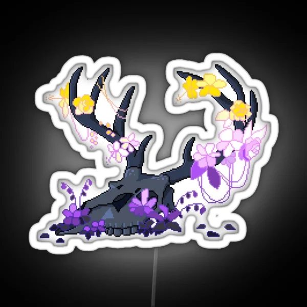 Non Binary Deer Pride Skull Requested RGB Neon Sign