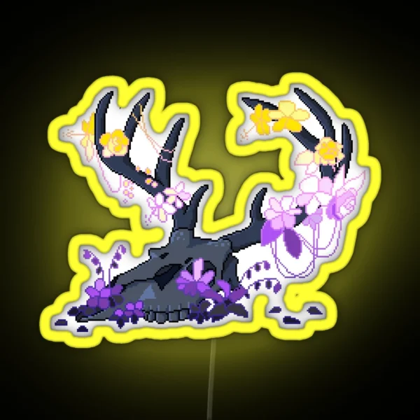 Non Binary Deer Pride Skull Requested RGB Neon Sign
