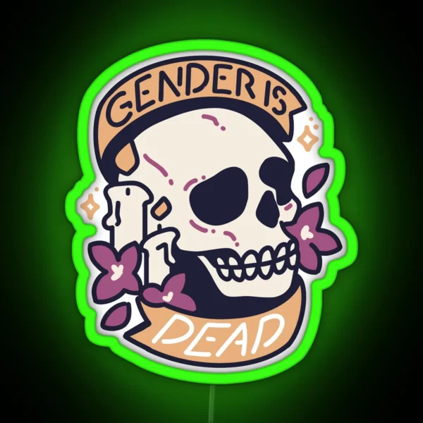 Non Binary Memes Skull RGB Neon Sign