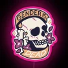 Non-Binary-Inclusive Neon Art Piece with Rainbow RGB Colorful Skull Design