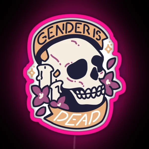 Non Binary Memes Skull RGB Neon Sign