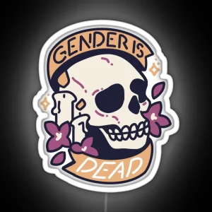 Non Binary Memes Skull RGB Neon Sign