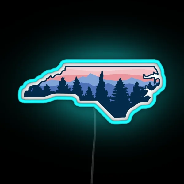 North Carolina Forrest Mountains RGB Neon Sign