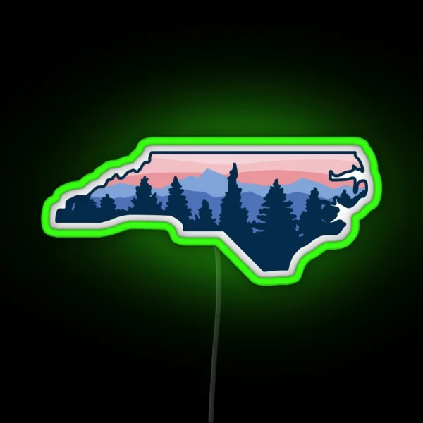 North Carolina Forrest Mountains RGB Neon Sign