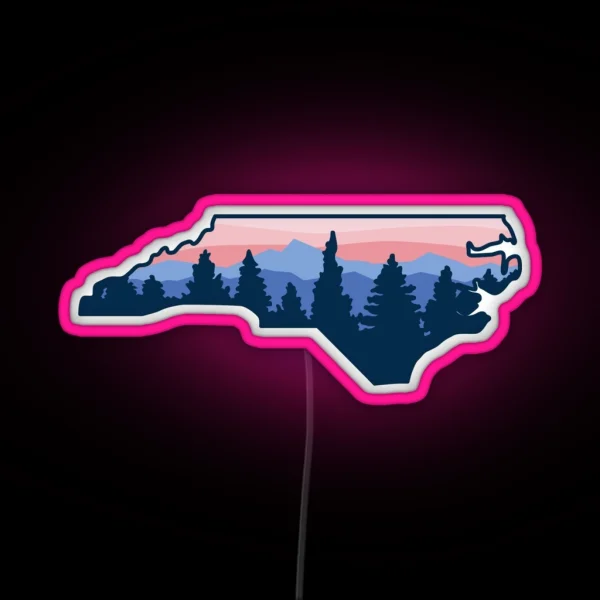 North Carolina Forrest Mountains RGB Neon Sign