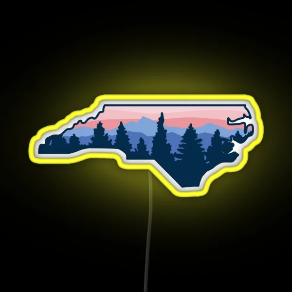 North Carolina Forrest Mountains RGB Neon Sign